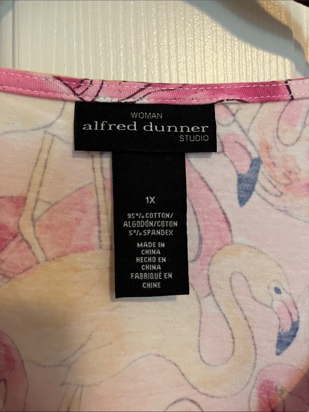 Alfred Dunner Pink Flamingo Shirt 1X NWT - Picture 2 of 5